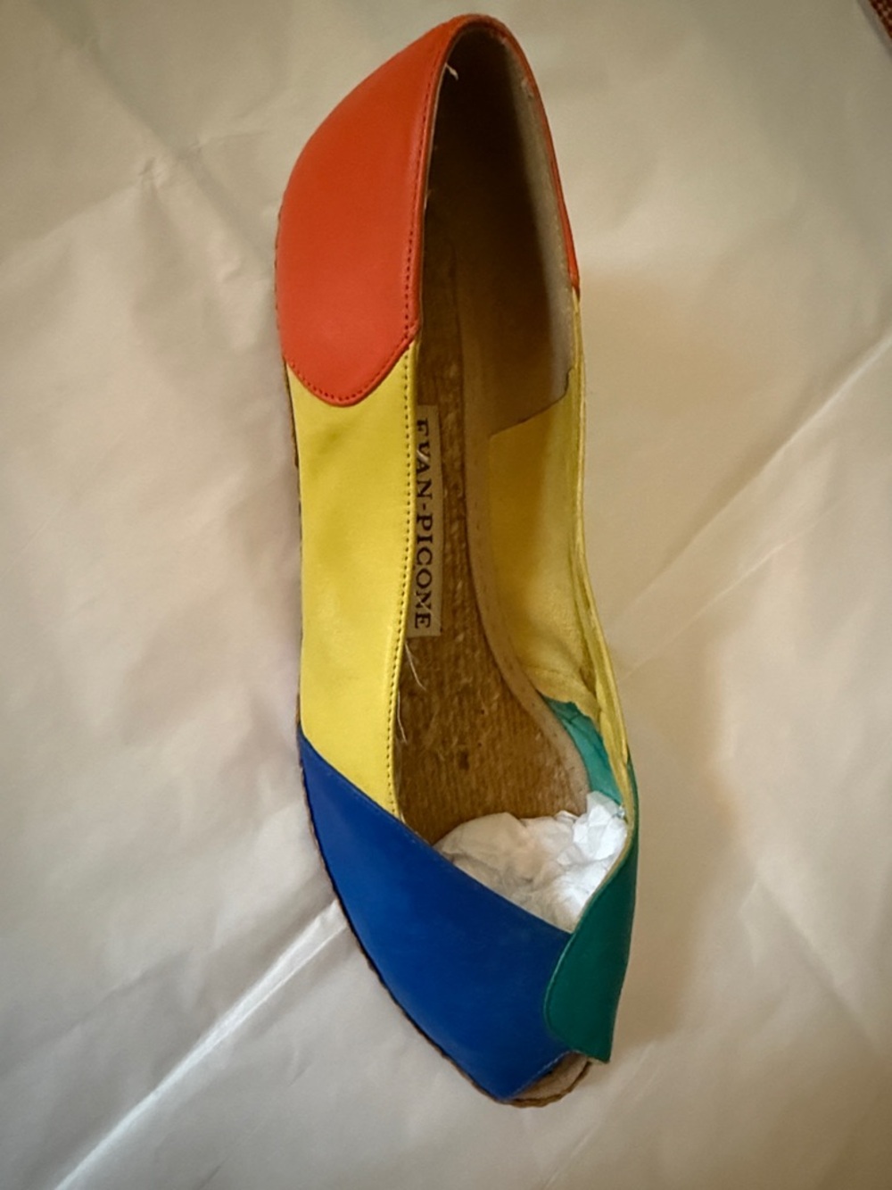Vintage Evan Picone Multicolor Peep-Toe Espadrilles - Picture 2 of 4